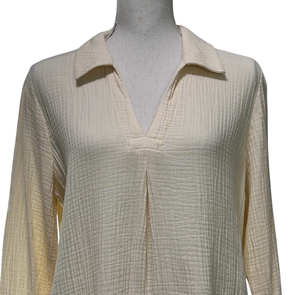 SOFT SURROUNDINGS - SIZE MEDIUM - BUTTER YELLOW GAUZE LIKE FABRIC - TUNIC B11 - Picture 3 of 12